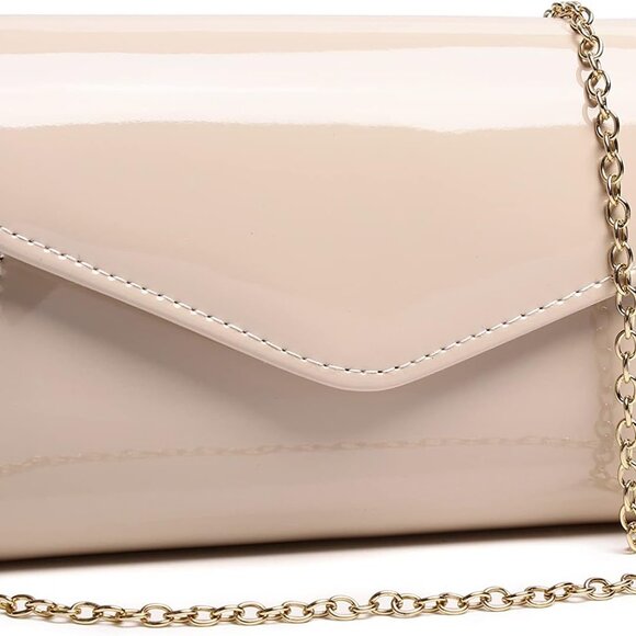 Women's Mini Shiny Patent Leather Evening Clutch Bag Crossbody Prom - Picture 1 of 6